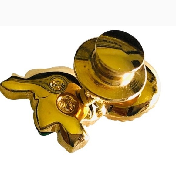 Swarovski Crystal Brooch Mask Tac Pin green,Swan stamped 1/2 x 1 inch - Picture 6 of 12